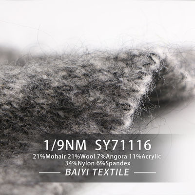 Smooth Durable Mohair And Wool Yarn 1/9NM Anti Pilling Recycled